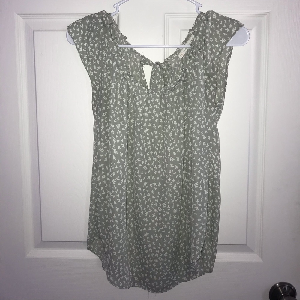 Teal and White Floral Blouse